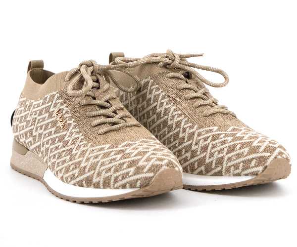 la strada - Sneaker Gold Beige Weave knitted - 2101727